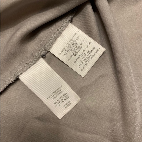 Jones New York | Signature Petite Long Sleeve Tan Beige Button Down Dress - Picture 8 of 9